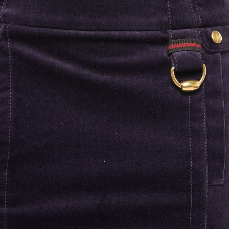 Pre Owned Gucci Purple Velvet Knee-Length Pencil Skirt S