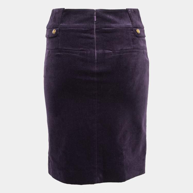 Pre Owned Gucci Purple Velvet Knee-Length Pencil Skirt S