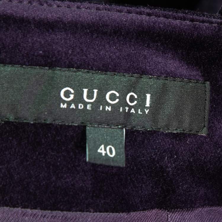 Pre Owned Gucci Purple Velvet Knee-Length Pencil Skirt S