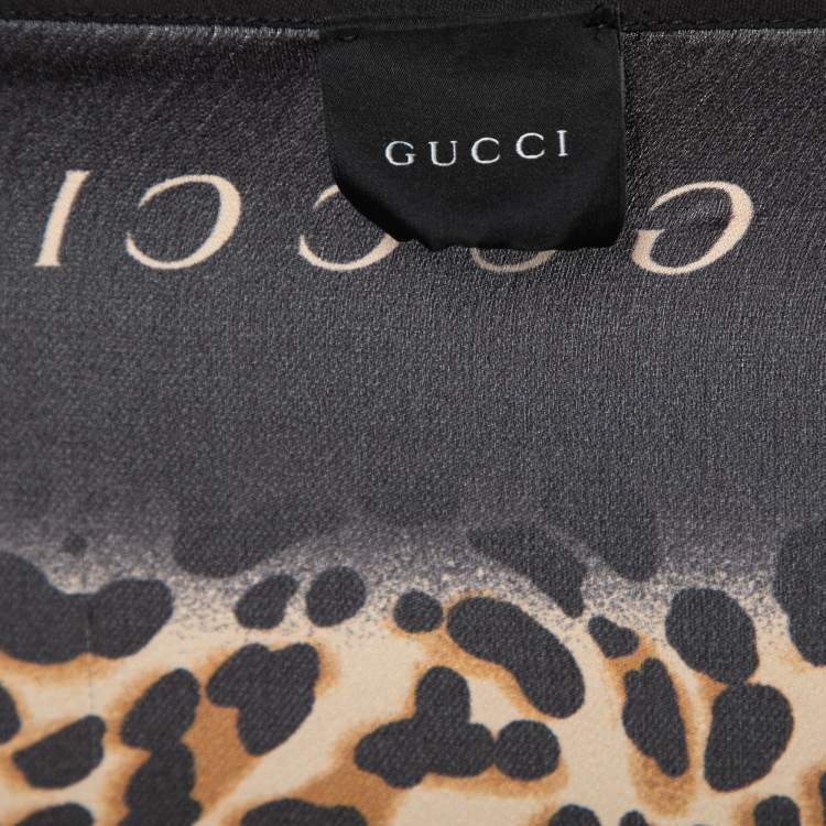 Pre Owned Gucci Brown/Black Animal Print Silk Shrug One Size