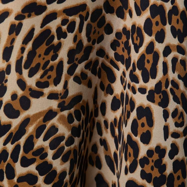 Pre Owned Gucci Brown/Black Animal Print Silk Shrug One Size