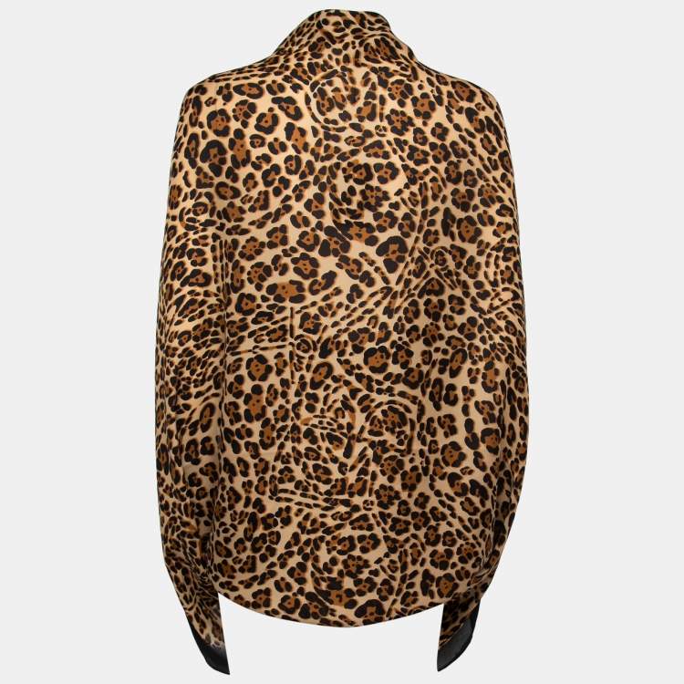 Pre Owned Gucci Brown/Black Animal Print Silk Shrug One Size