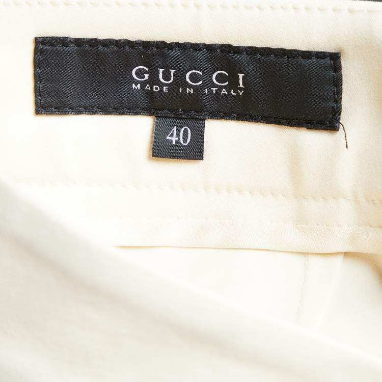Pre Owned Gucci Cream Stretch Cotton Slim Fit Trousers S
