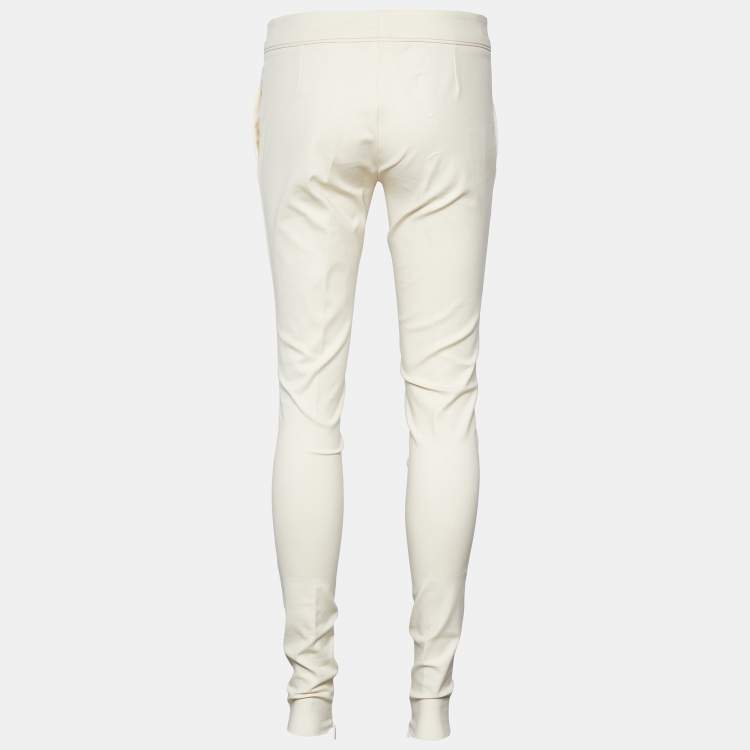 Pre Owned Gucci Cream Stretch Cotton Slim Fit Trousers S