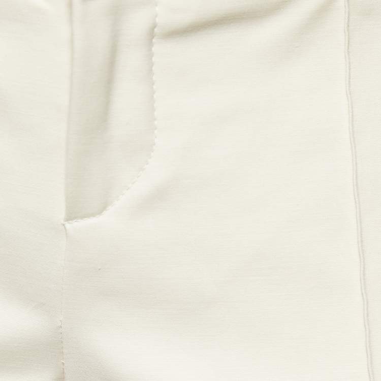 Pre Owned Gucci Cream Stretch Cotton Slim Fit Trousers S