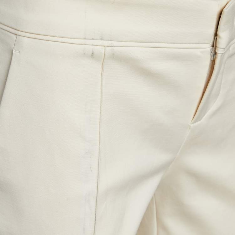 Pre Owned Gucci Cream Stretch Cotton Slim Fit Trousers S