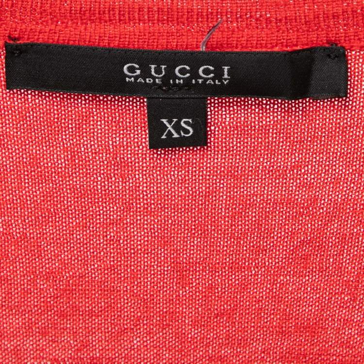 Pre Owned Gucci Red Cashmere & Wool Knit Jumper XS