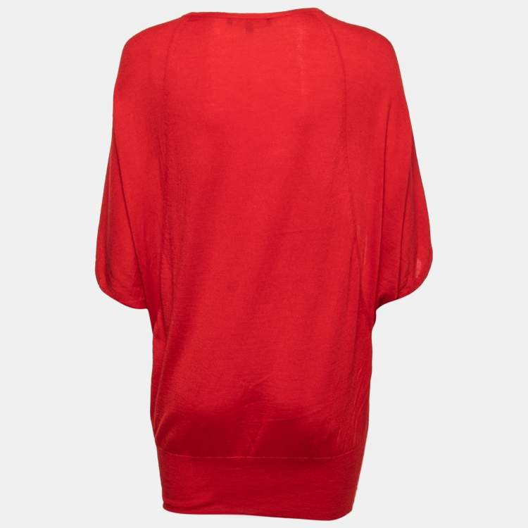 Pre Owned Gucci Red Cashmere & Wool Knit Jumper XS
