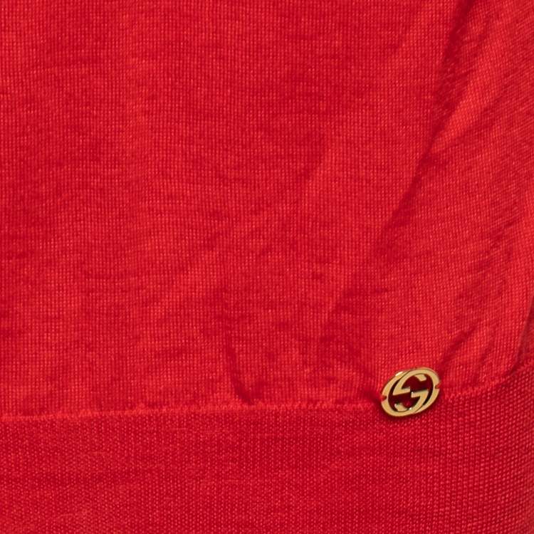 Pre Owned Gucci Red Cashmere & Wool Knit Jumper XS