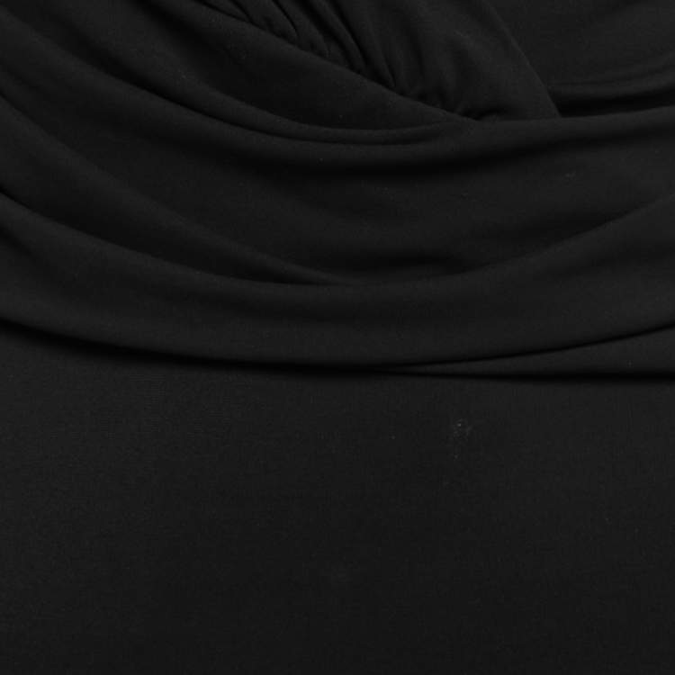 Pre Owned Gucci Black Crepe Drape Detail Sleeveless Dress S