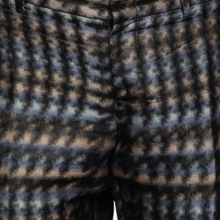 Pre Owned Gucci Black Multicolor Printed Silk Tapered Trousers M