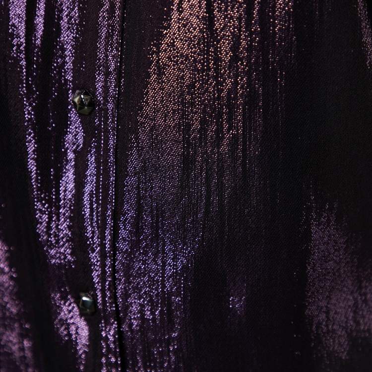 مملوكة مسبقًا Gucci Purple Lurex Silk Button Front Shirt M