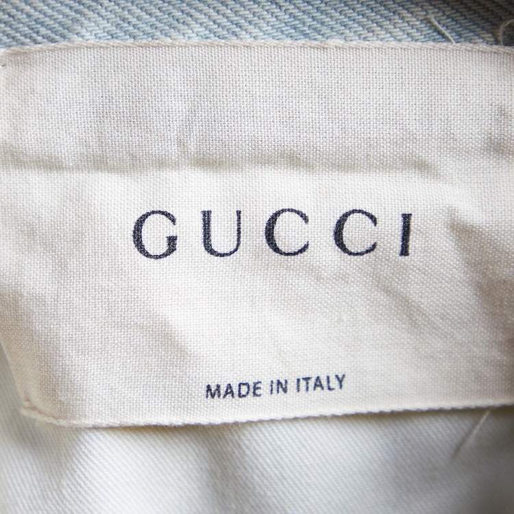 Pre Owned Gucci Dusky Blue Denim Distressed Jeans M