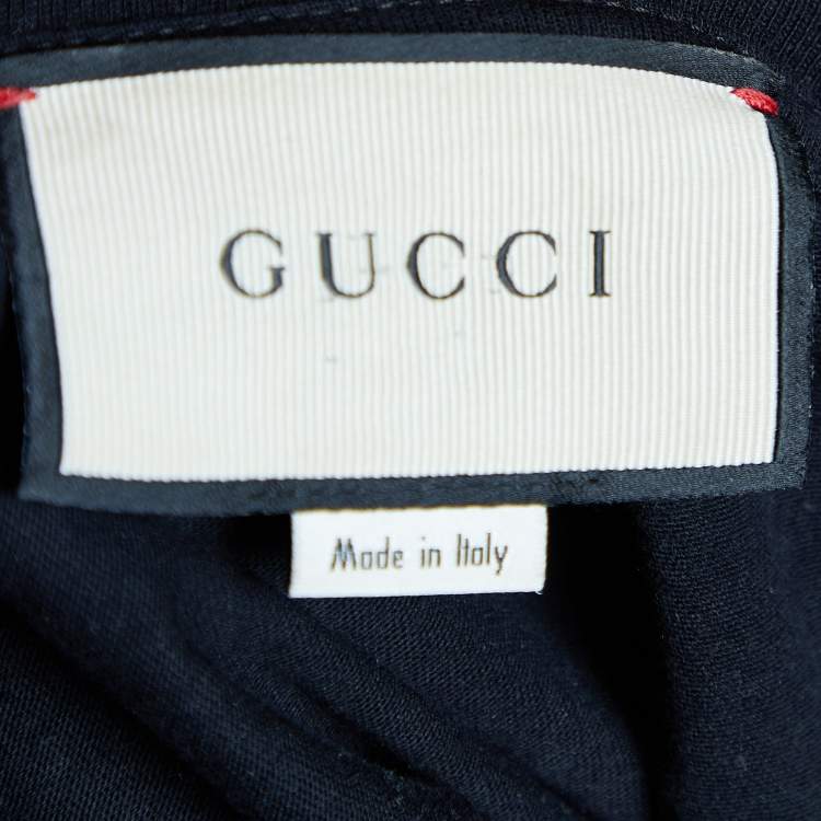 Pre Owned Gucci Black Star Guccy Printed Cotton Knit Oversized T-Shirt S