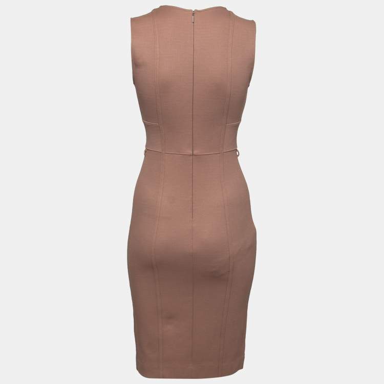 Pre Owned Gucci Pink Blush Stretch Knit Bodycon Midi Dress S
