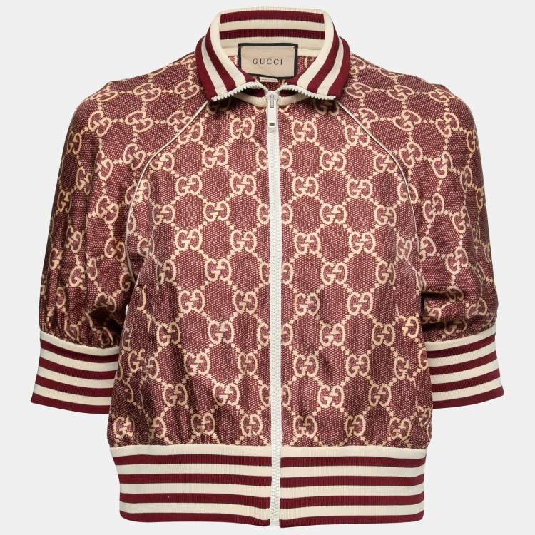 【関税&送料込】Gucci Supreme Gg Fabric Jacket Gucci Burgundy GG Supreme Silk Zip-Front Jacket XS Gucci | TLC