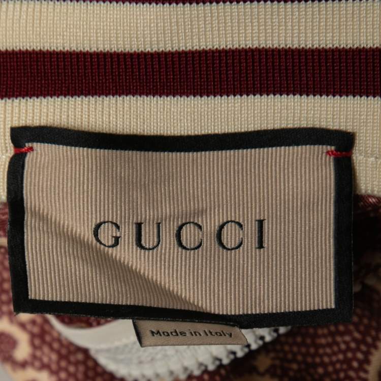 مملوكة مسبقًا Gucci Burgundy GG Supreme Silk Zip-Front Jacket XS