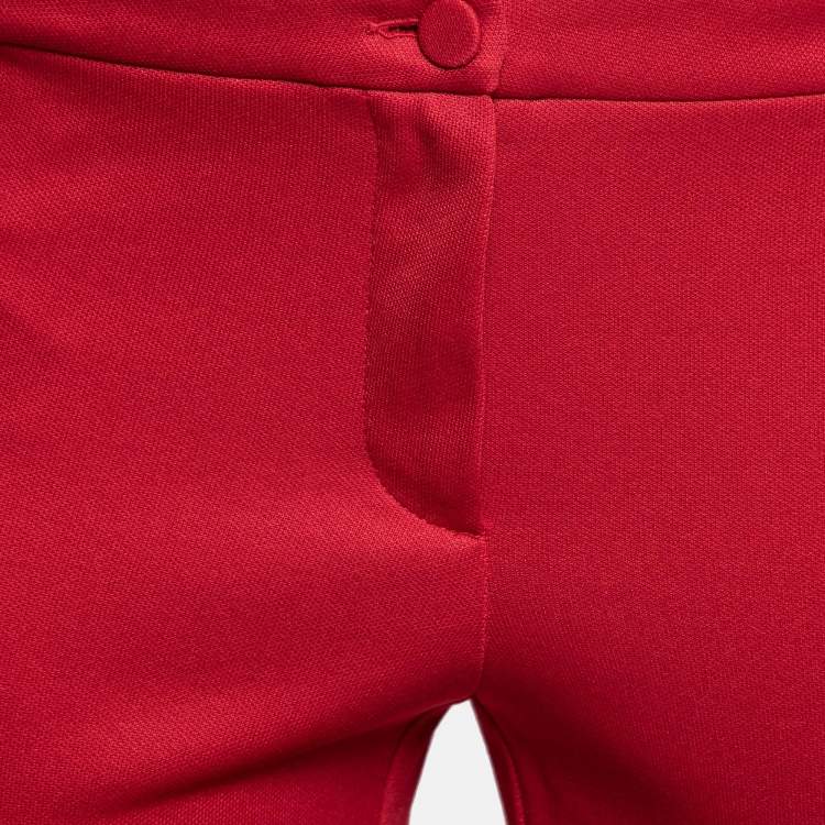 Pre Owned Gucci Red Tech Jersey Web Trim Detail Leggings XS 
