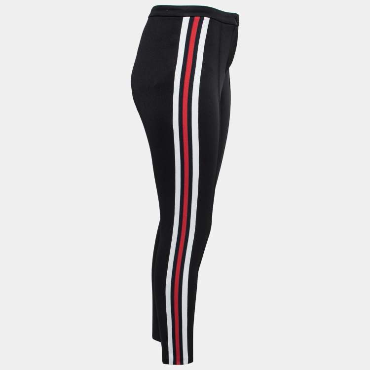 Pre Owned Gucci Black Tech Jersey Web Trim Detail Leggings XS 