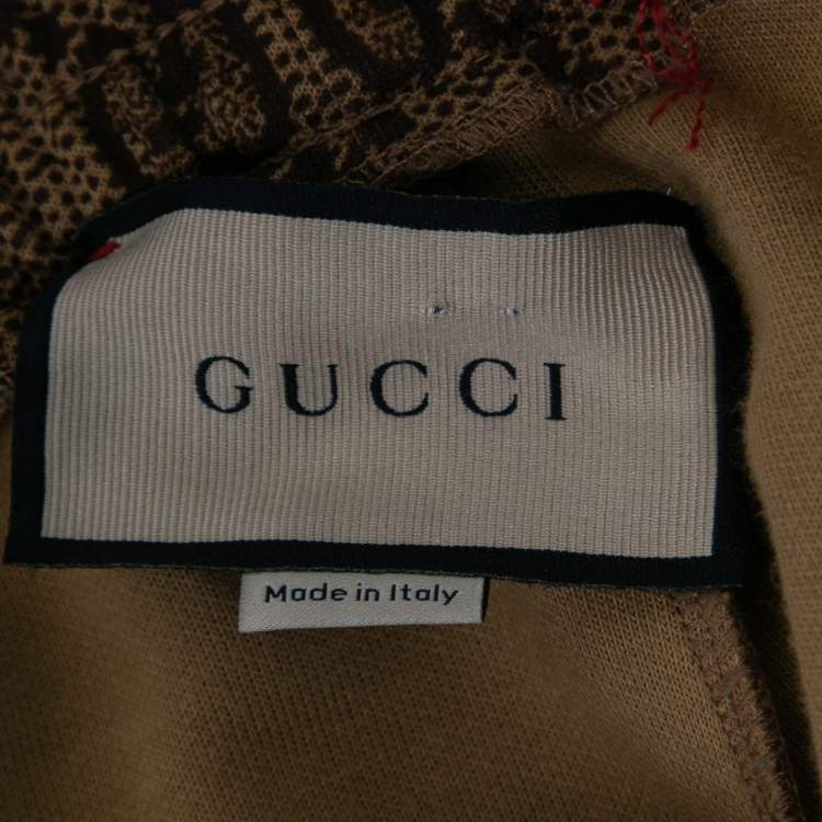Pre Owned Gucci Brown GG Jacquard Jersey Drawstring  Joggers M
