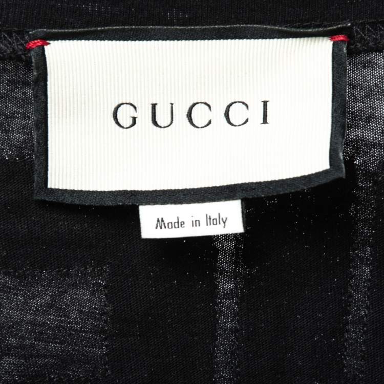 Pre Owned Gucci Black Cotton Bosco & Orso Sequin Embellished Oversized T-Shirt S
