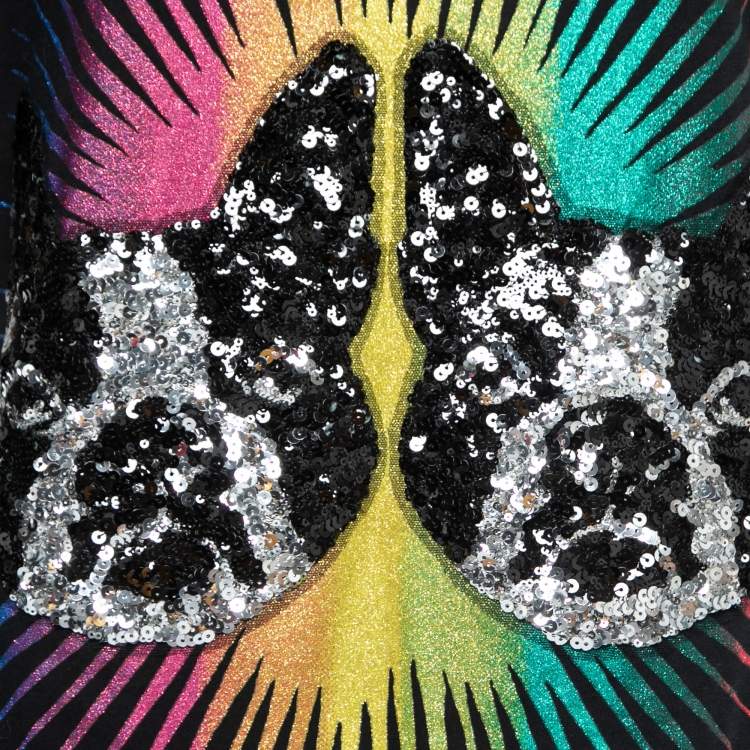 Pre Owned Gucci Black Cotton Bosco & Orso Sequin Embellished Oversized T-Shirt S