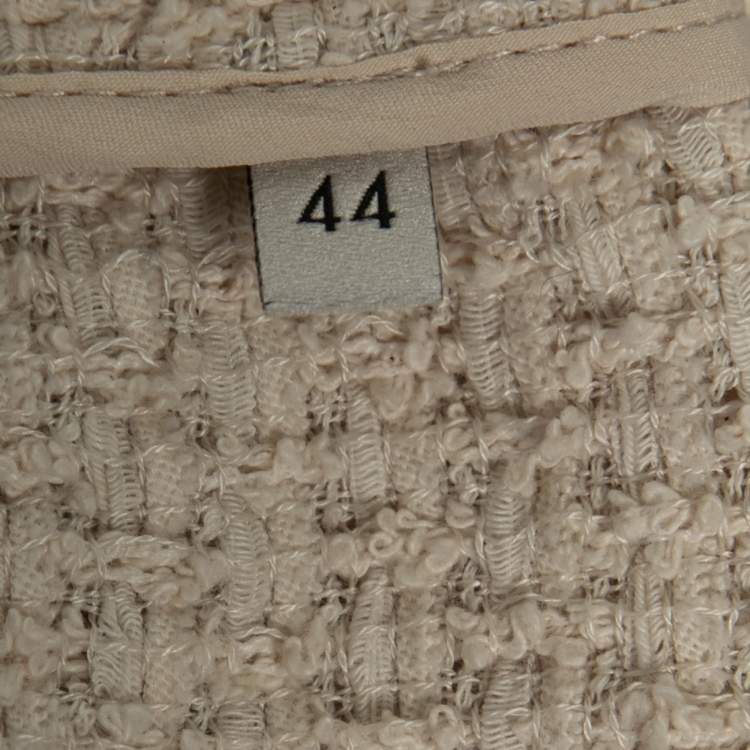 Pre Owned Gucci Cream Tweed Web Ribbon Trim Oversized Cardigan Jacket M