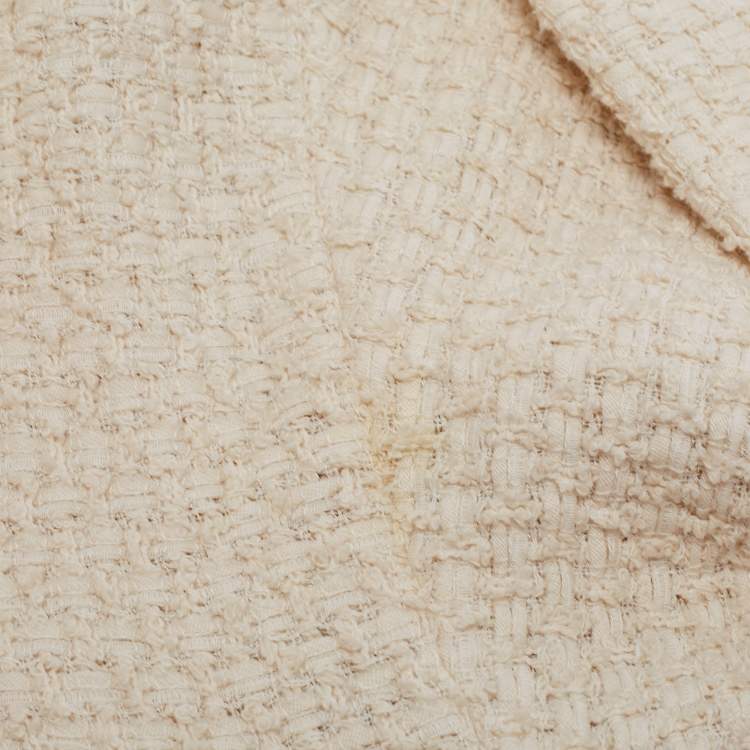 Pre Owned Gucci Cream Tweed Web Ribbon Trim Oversized Cardigan Jacket M