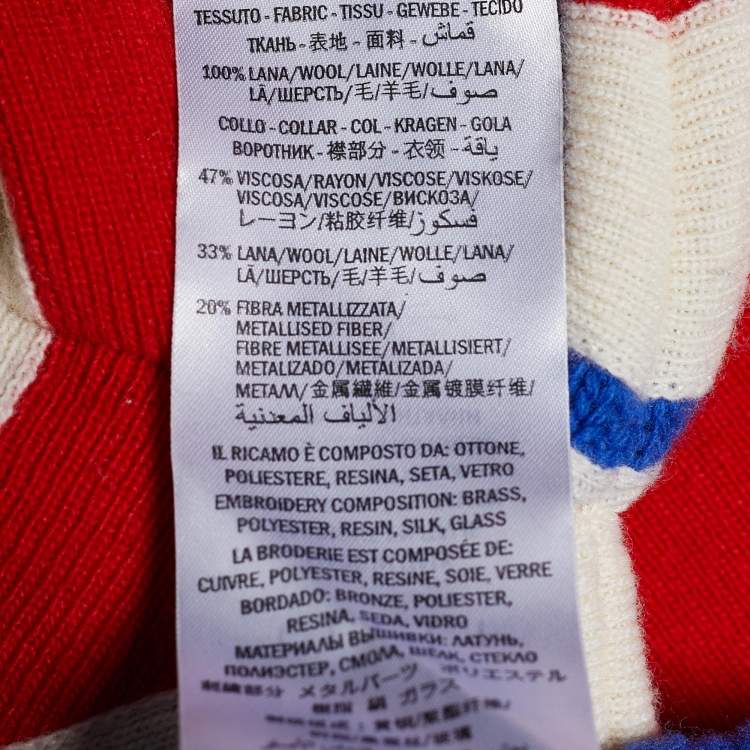 Pre Owned Gucci Multicolor Union Jack Intarsia Wool Sweater XS