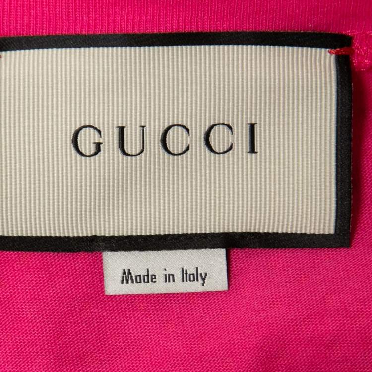 مملوكة مسبقًا Gucci Pink Logo Star Printed Cotton Short Sleeve T-Shirt S