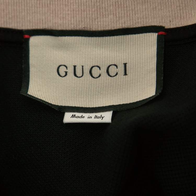 Pre Owned Gucci Black Cotton Stripe Detail Polo T-Shirt 3XL