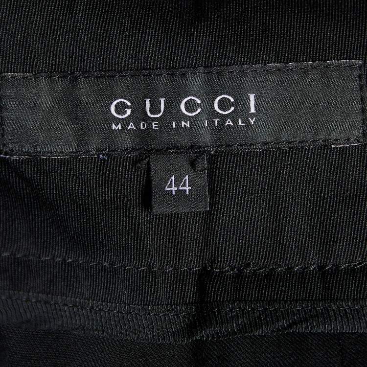 Pre Owned Gucci Vintage Black Wool Wide Loop Detail Pants M