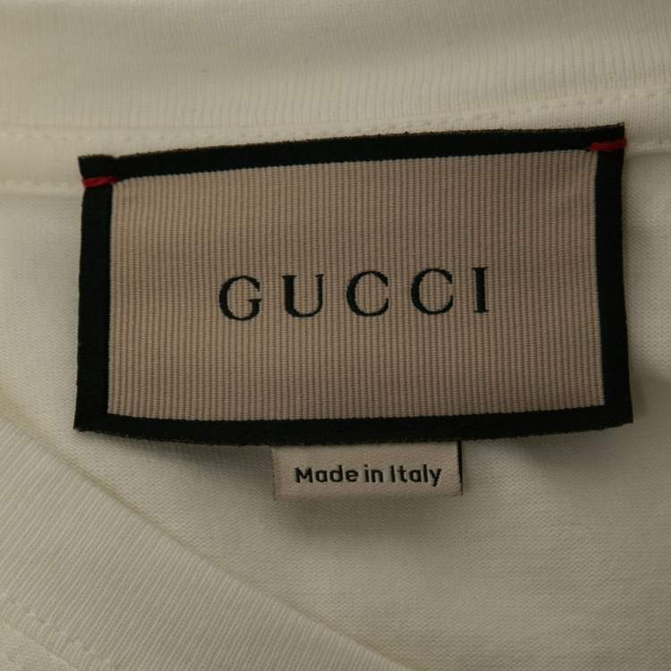 Pre Owned Gucci Cream Cotton Original Gucci Logo T-Shirt S