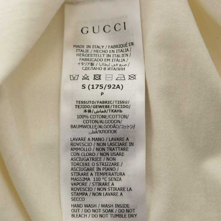 Pre Owned Gucci Cream Cotton Original Gucci Logo T-Shirt S