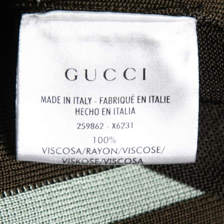 Pre Owned Gucci Olive Green Knit V-Neck Long Sleeve Sweater S