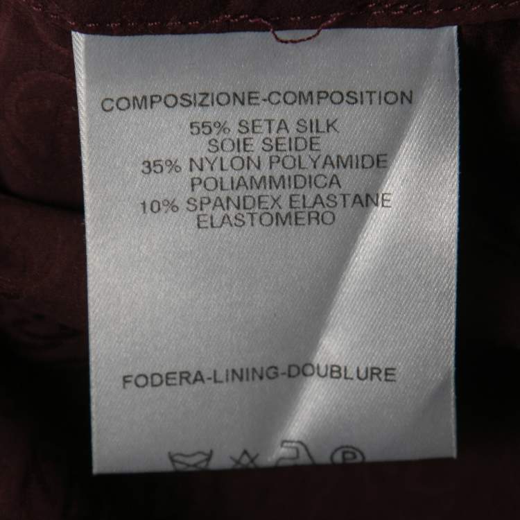 Pre Owned Gucci Burgundy Logo Jacquard Silk Button-Front Shirt M
