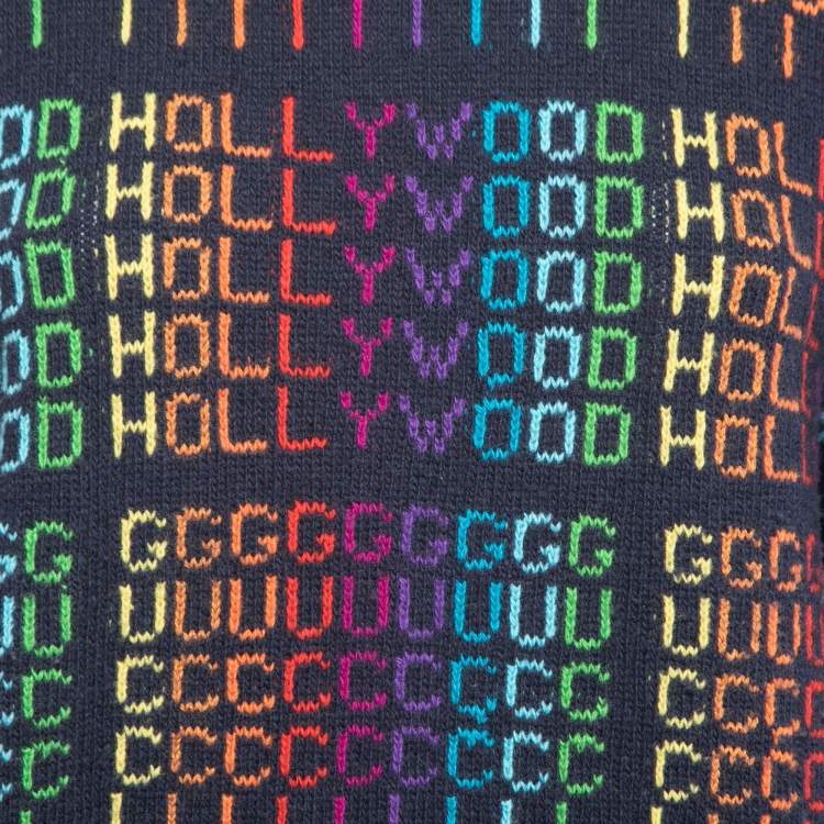 Pre Owned Gucci Navy Blue Multicolor Hollywood Patterned Wool Sweater M
