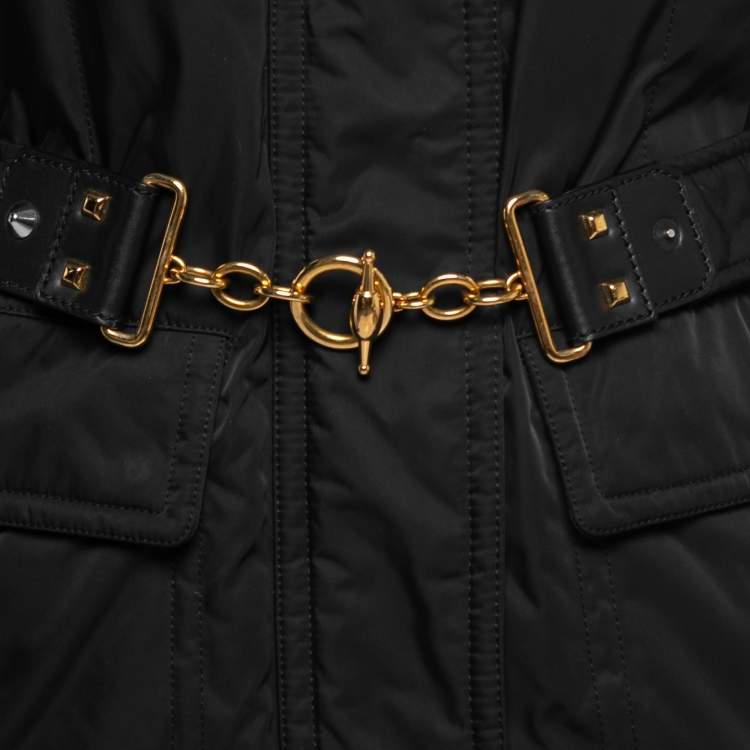 Pre Owned Gucci Black Synthetic Belted Down Jacket M
