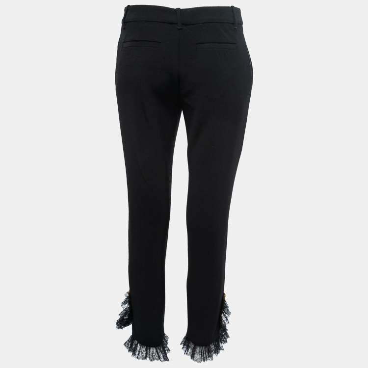 Pre Owned Gucci Black Knit Pearl Detail Trousers M