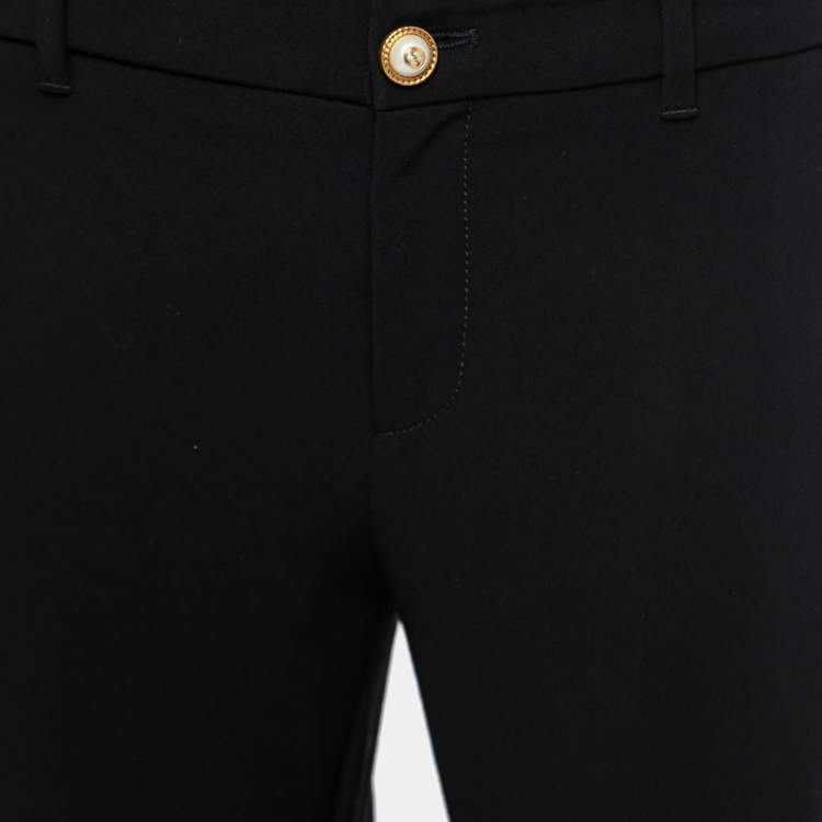 Pre Owned Gucci Black Knit Pearl Detail Trousers M