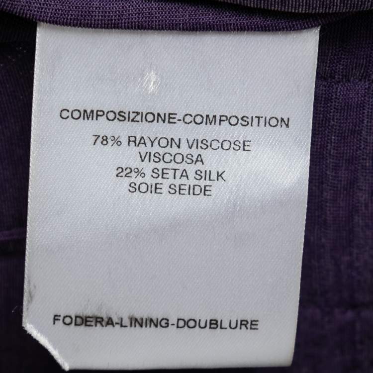 Pre Owned Gucci Purple Silk Knit Gathered Detail Long Sleeve Lightweight Jacket S