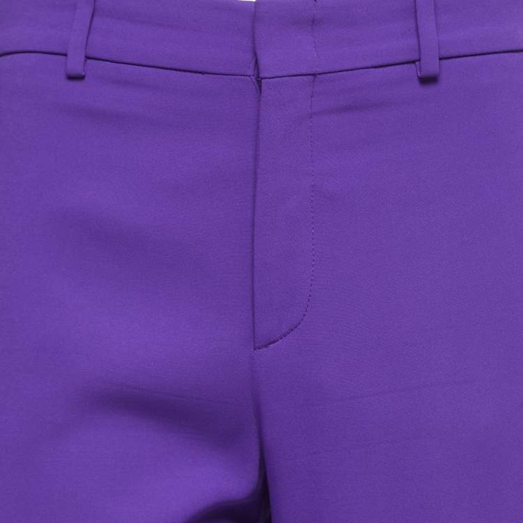 Pre Owned Gucci Purple Crepe Straight Leg Trousers S