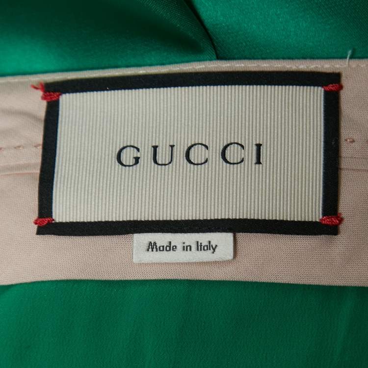 Pre Owned Gucci Green Satin Folded Hem Wide Leg Trousers M
