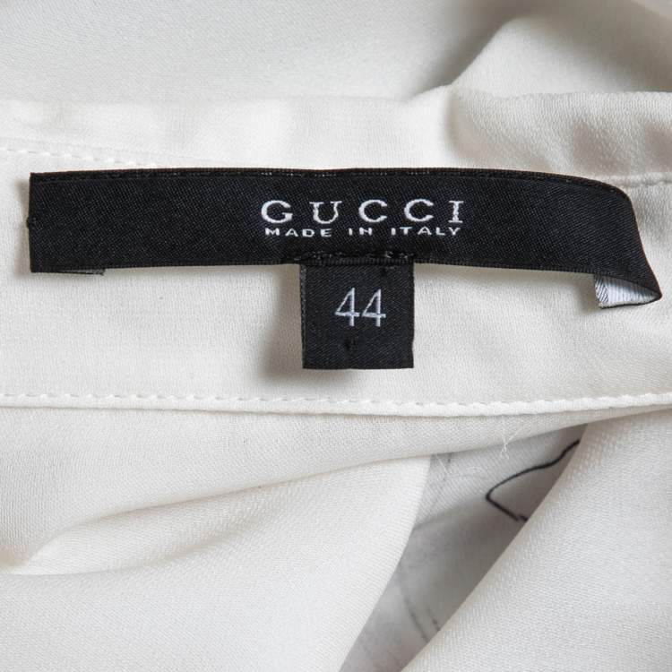 مملوكة مسبقًا Gucci White Floral Printed Silk Drop Waist Shirt Dress M