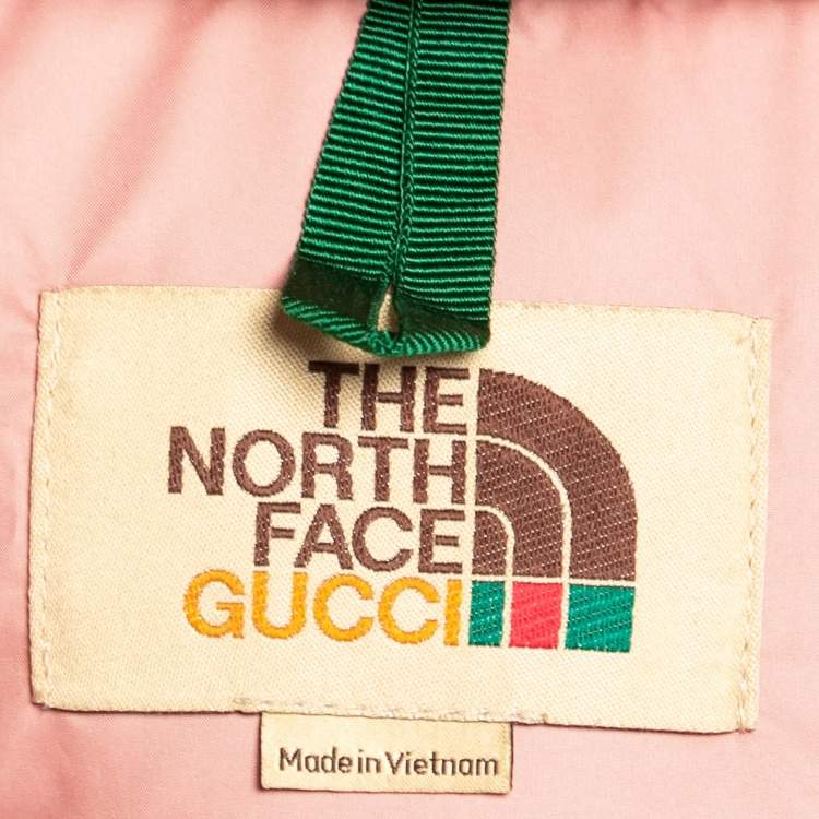 Pre Owned North Face X Gucci Light Pink Down Jacket S