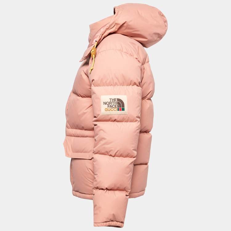 Pre Owned North Face X Gucci Light Pink Down Jacket S