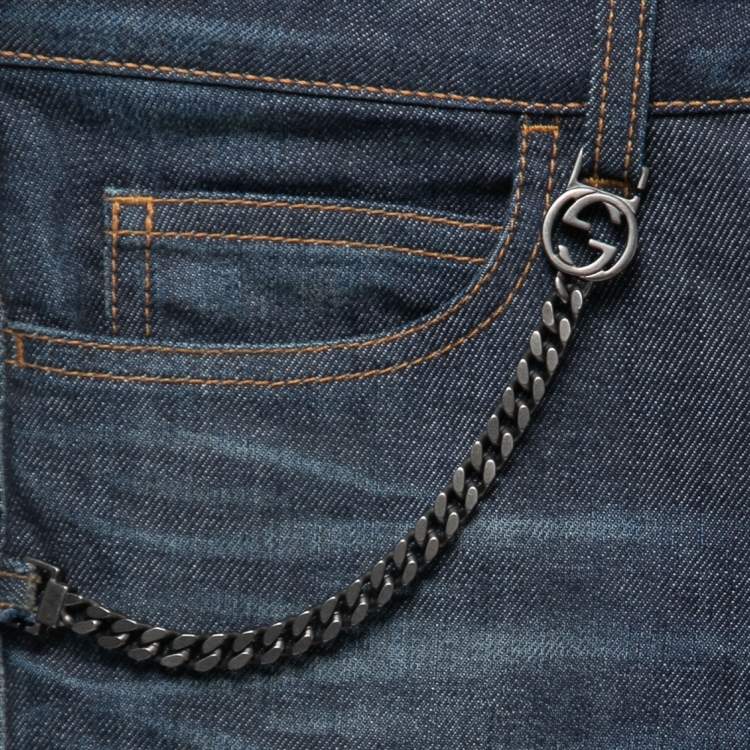 Pre Owned Gucci Dark Blue Denim 70s Jeans S Waist 28"