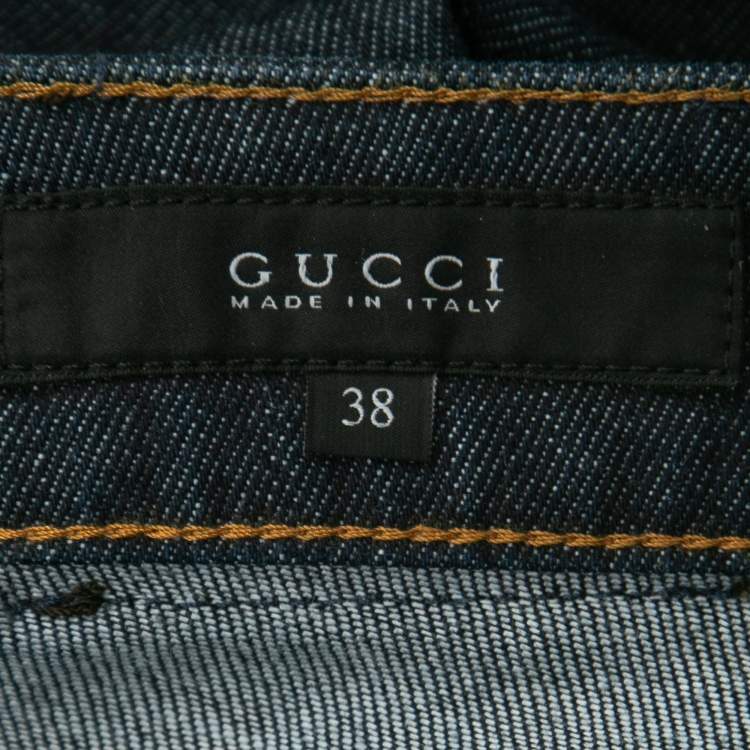 Pre Owned Gucci Dark Blue Denim 70s Jeans S Waist 28"