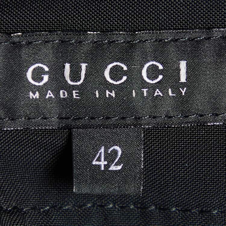 Pre Owned Gucci Black Crepe Drawstring Hen Detail Mini Skirt M