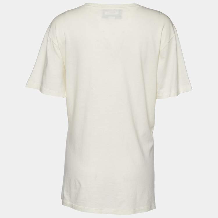 Pre Owned Gucci Cream Jersey Hypnotism Print T-Shirt M